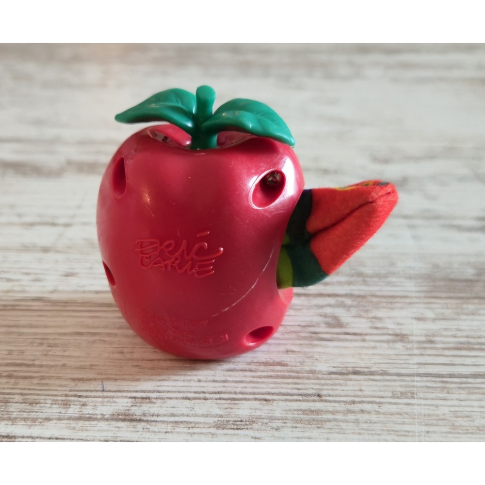 Vintage Eric Carle Very Hungry Caterpillar Apple Rattle Toy Plush Peekaboo 1989